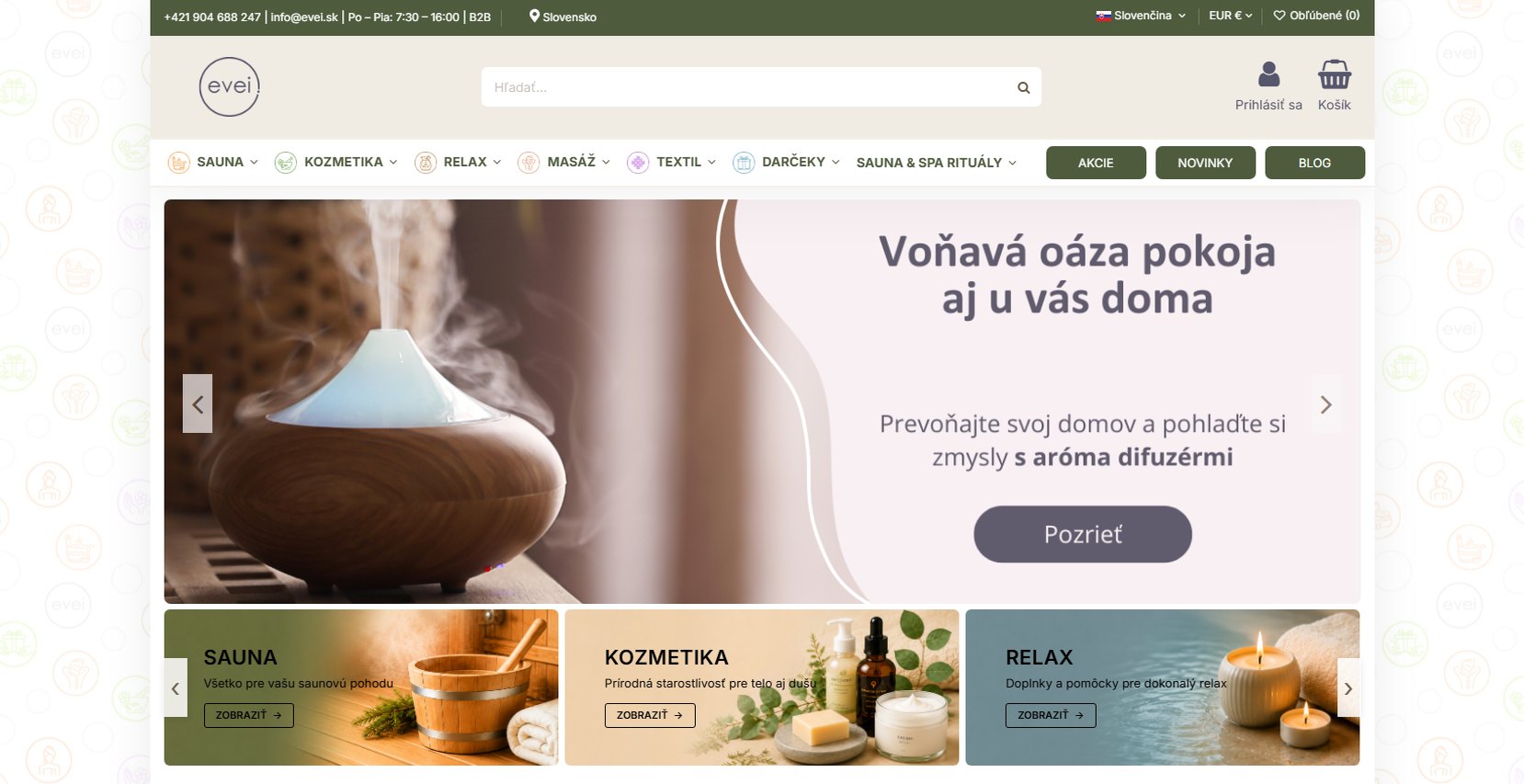 Evei.sk – doplnky do sauny, prírodná BIO, SPA kozmetika, ľanové výrobky