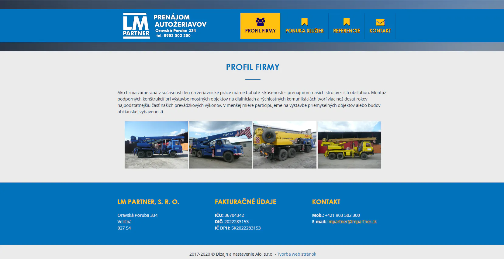 Lmpartner.sk – Prenájom autožeriavov a žeriavnické práce