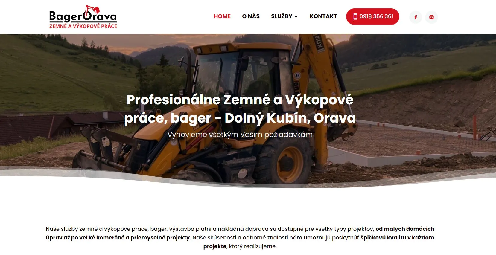 BagerOrava.sk – bager Dolný Kubín