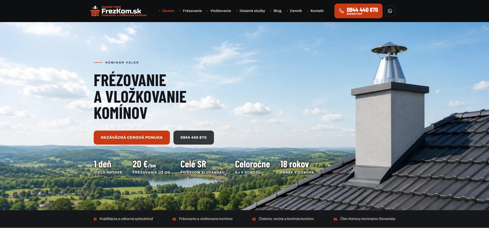Frezkom.sk – frézovanie a vložkovanie komínov