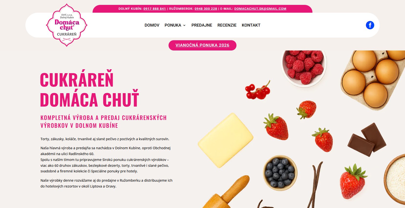 DomacaChut.sk – Realizácia webu pre cukráreň v Dolnom Kubíne