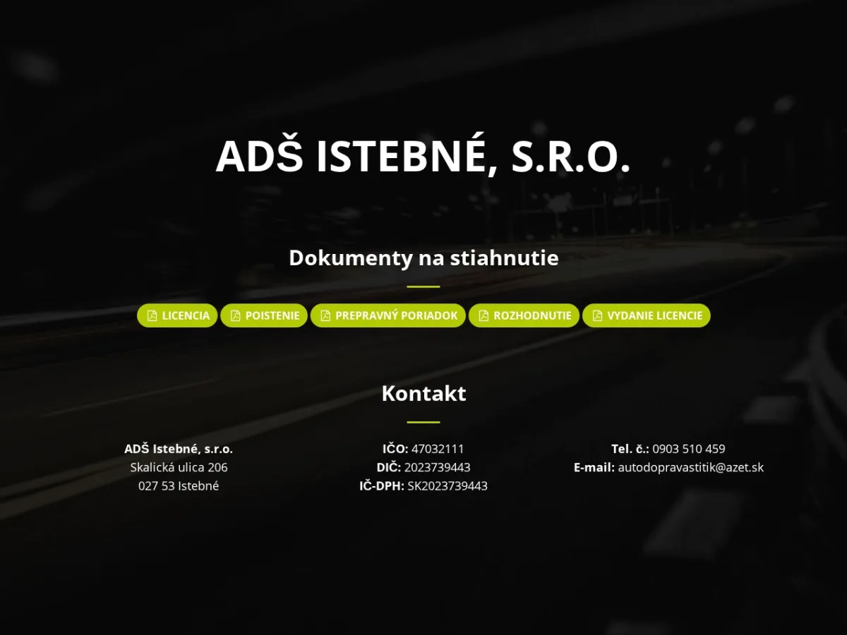 adsistebne.sk – Realizácia webu pre ADŠ Istebné, s.r.o.