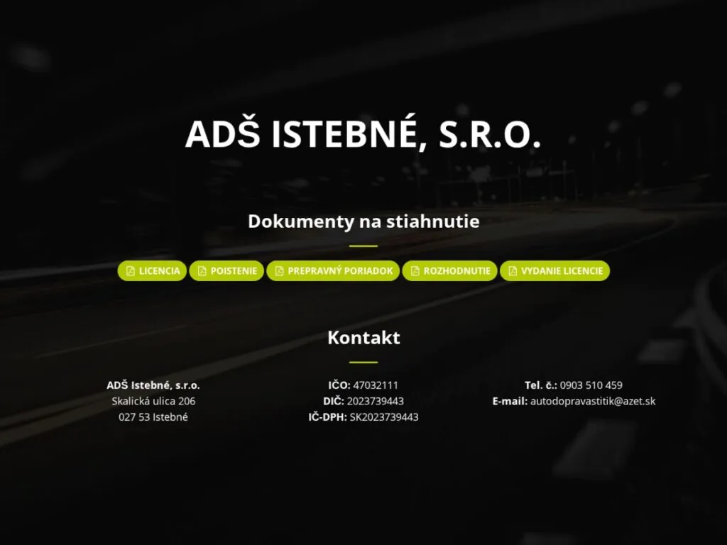 adsistebne.sk – Realizácia webu pre ADŠ Istebné, s.r.o.