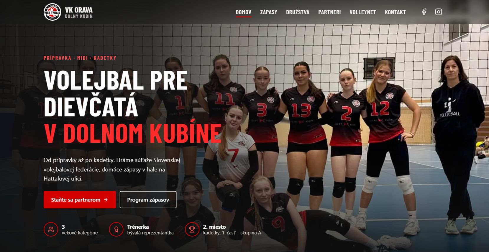 VKorava.sk – Web volejbalového klubu v Dolnom Kubíne