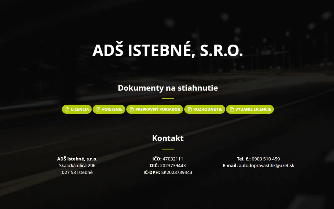 Adsistebne.sk – služby v oblasti nákladnej cestnej dopravy